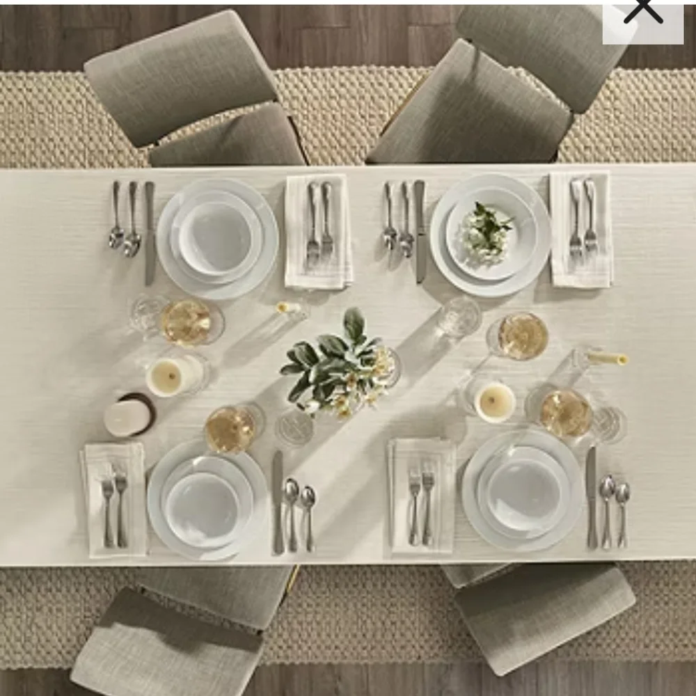Fieldcrest Luxury Cotton Linen Harringbone Tablecloth 60 x 84 Cream